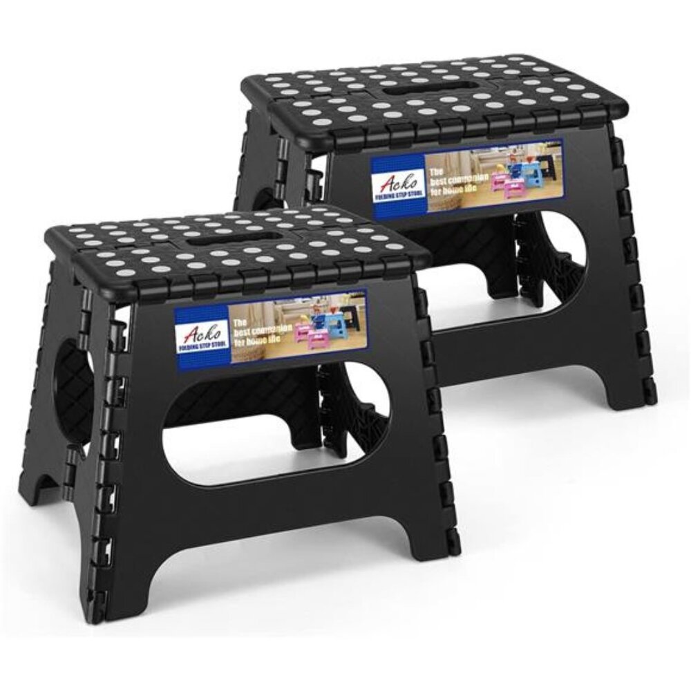 11 inch Folding Step Stool Lightweight Plastic Step Stool - 2 Pack - Foldable